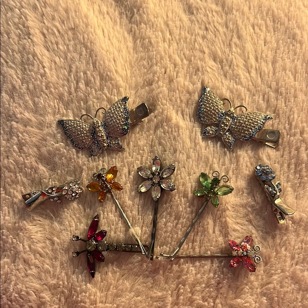 Colorful Butterfly and Flower Hair Clips